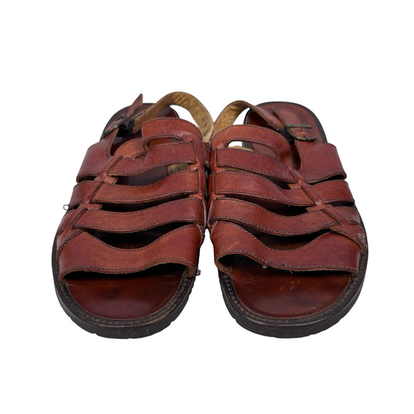 Bally Salorno Sandals Men’s US 12 D Brown Leather Fisherman Open Toe Slingback - Picture 2 of 8